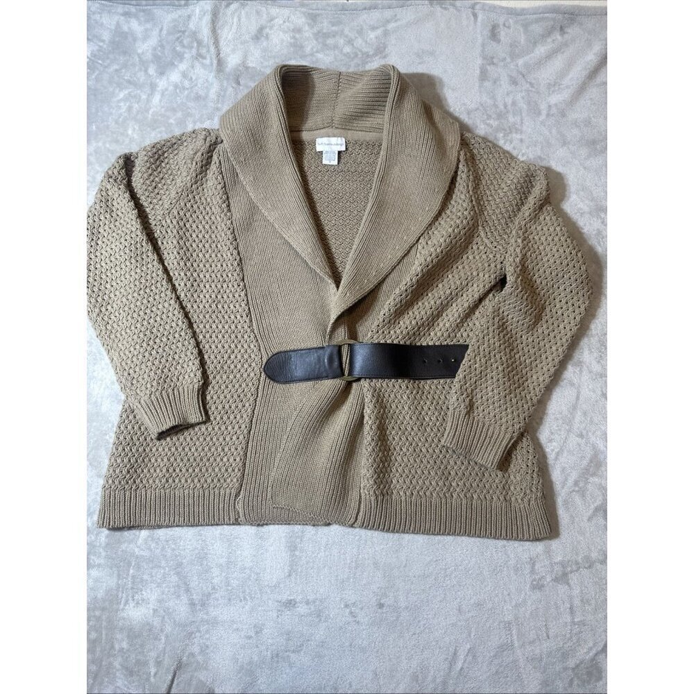 Women’s Soft Surroundings Knitted Cardigan Sweater Belted Brown Plus 1X - Picture 3 of 14